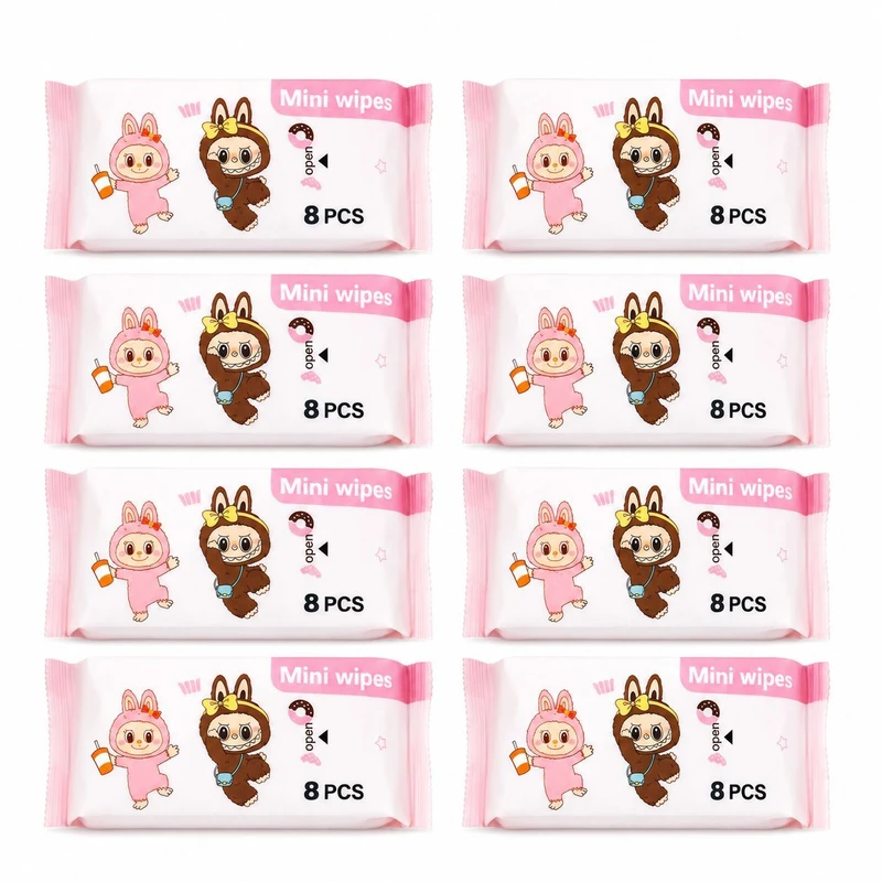 دستمال مرطوب کودک مدل Mini Wipes مجموعه 8 عددی