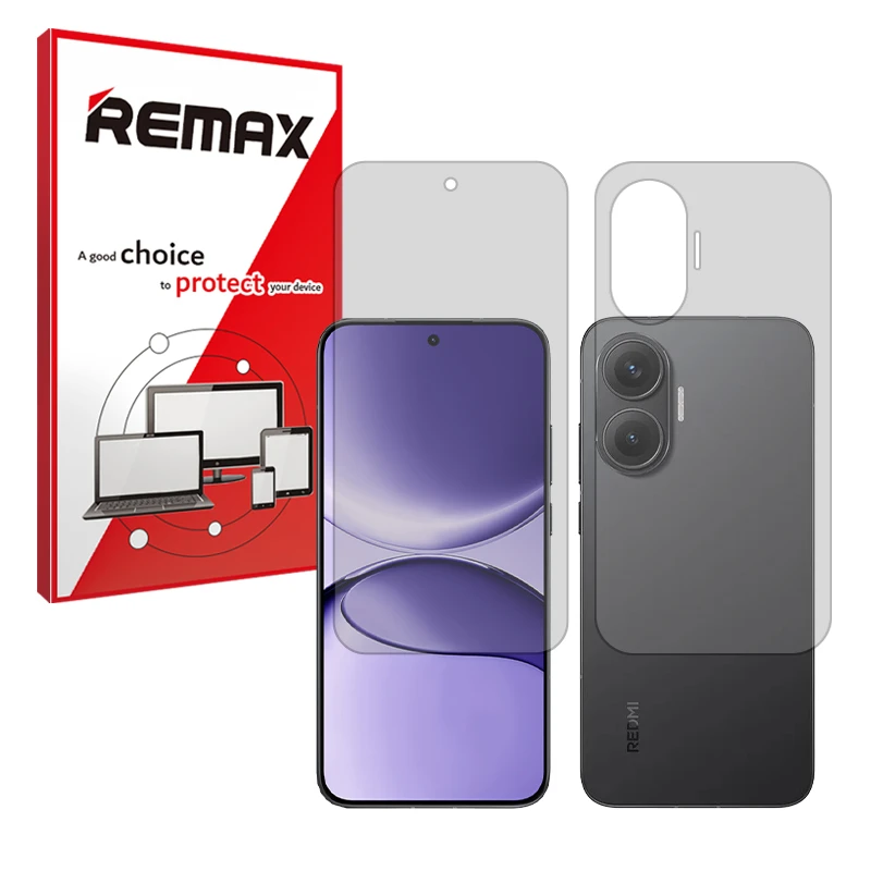 محافظ صفحه نمایش مات ریمکس مدل تمام صفحه مناسب برای گوشی موبایل شیائومی Redmi Turbo 4 Pro به همراه محافظ پشت گوشی