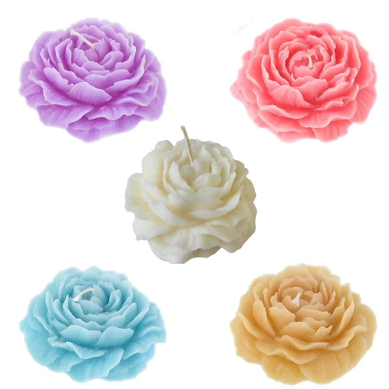 شمع دست ساز معطر مدل گل آلاله با رایحه‌ی رز زمان اتمام 1 ساعت بسته 5 عددی