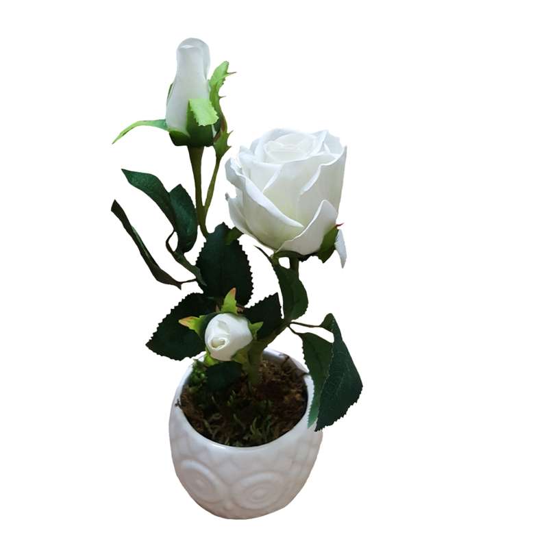 گلدان به همراه گل مصنوعی مدل رز کد 812