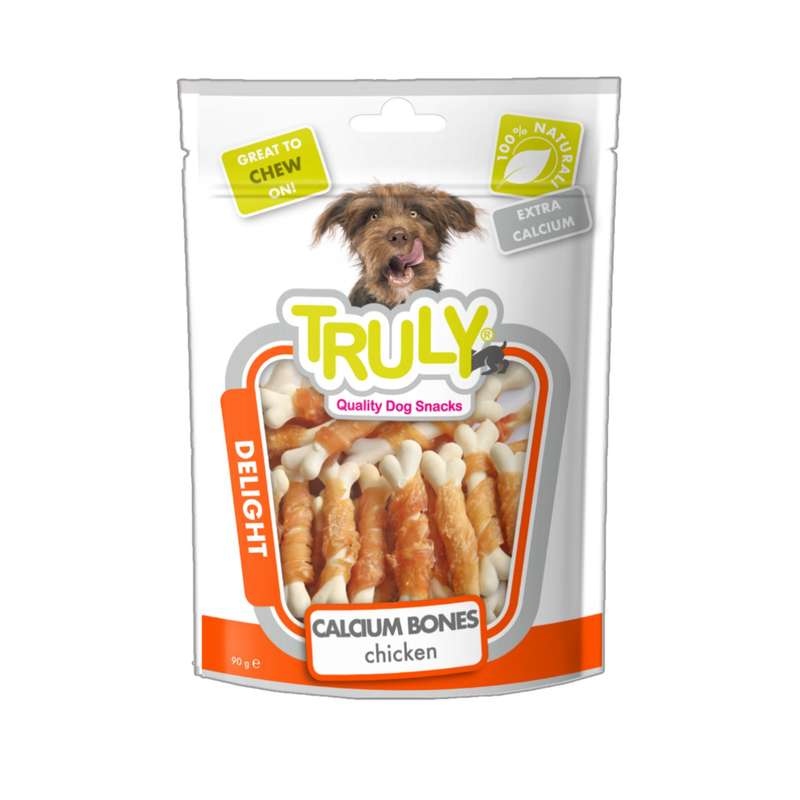 تشویقی سگ ترولی مدل calcium bones chicken وزن 90 گرم