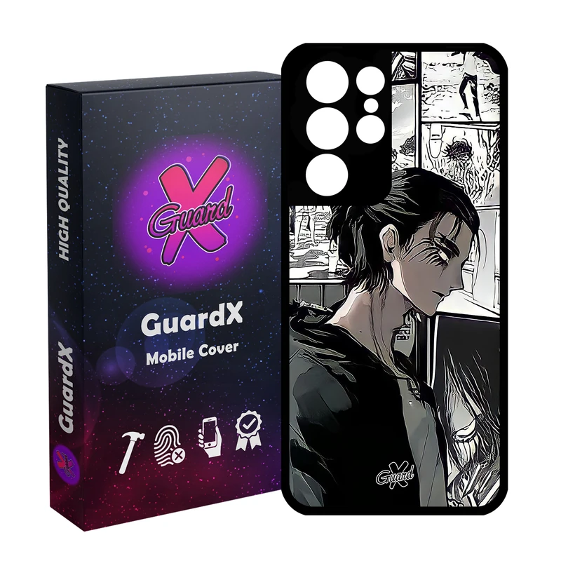 کاور گارد ایکس طرح Eren Yeager Anime مدل Glass10442 مناسب برای گوشی موبایل سامسونگ Galaxy S21 Ultra
