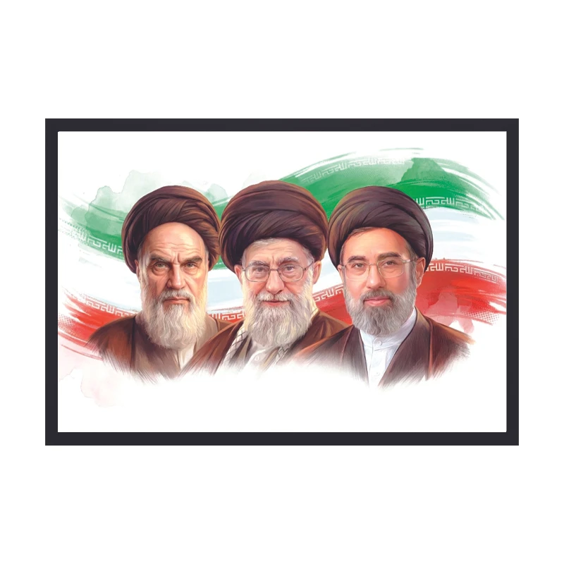تابلو وین چیتا طرح رهبران ایران کد 01 فریم مشکی