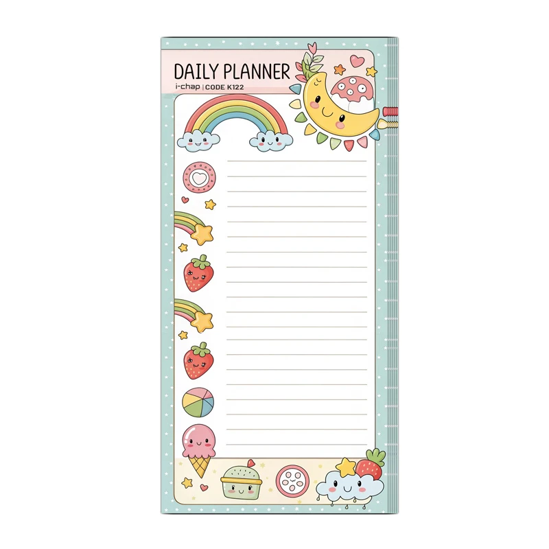 کاغذ یادداشت آی چاپ مدل پلنر روزانه طرح رنگین کمان کد K122 سایز 10*20 سانتی متر بسته 50 عددی