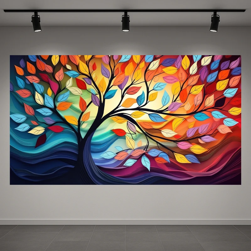 پوستر پارچه ای طرح مخمل درخت پاییزی کد AR3060498