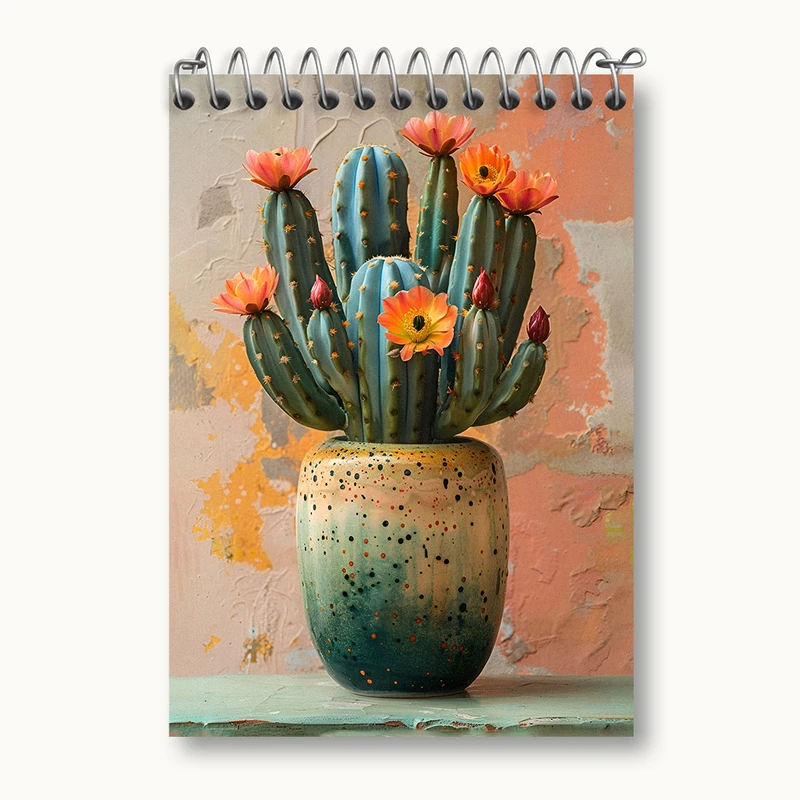 دفتر یادداشت 50 برگ خندالو طرح گلدان کاکتوس کد N4644