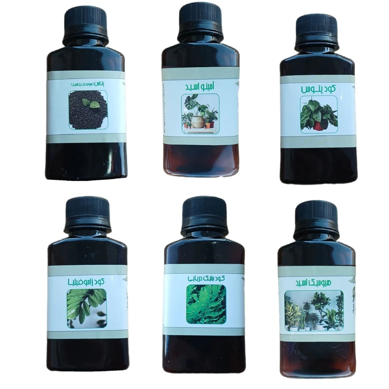 کود مایع پتاس و امینو اسید و پتوس و جلبک دریایی و زاموفیلیا و هیومیک اسید مدل life drop حجم 110 میلی لیتر بسته 6 عددی