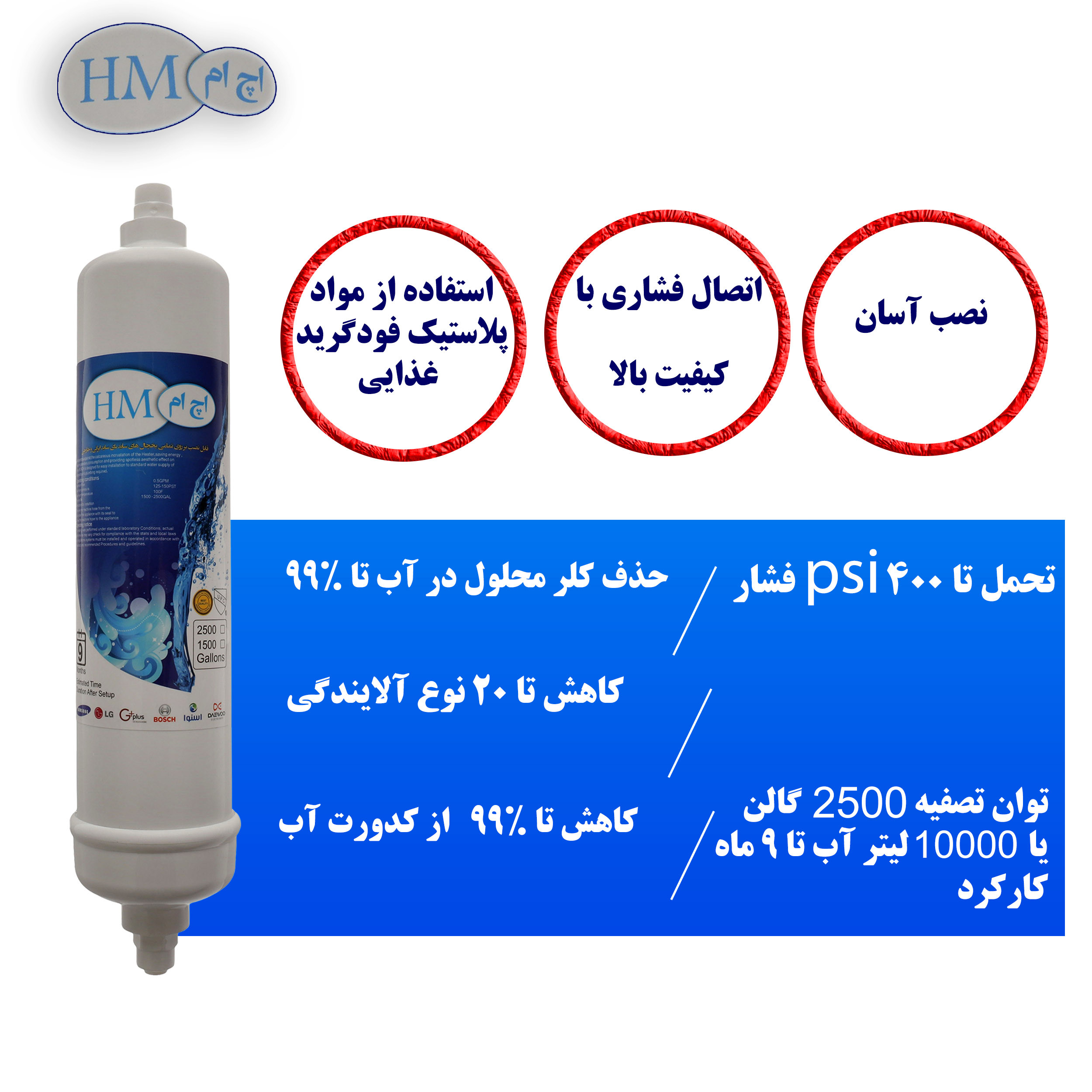 فیلتر تصفیه آب یخچال و فریزر اچ ام مدل H-2500G