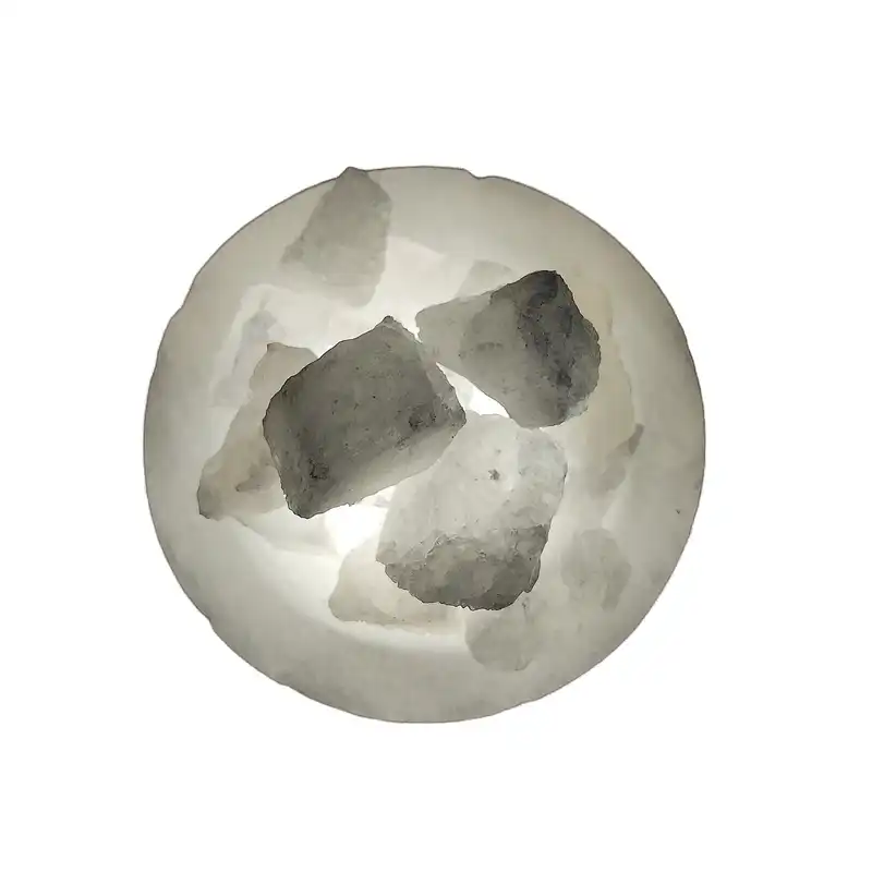 آباژور سنگ نمک مدل کاسه شیاردار پایه چوبی کد 202