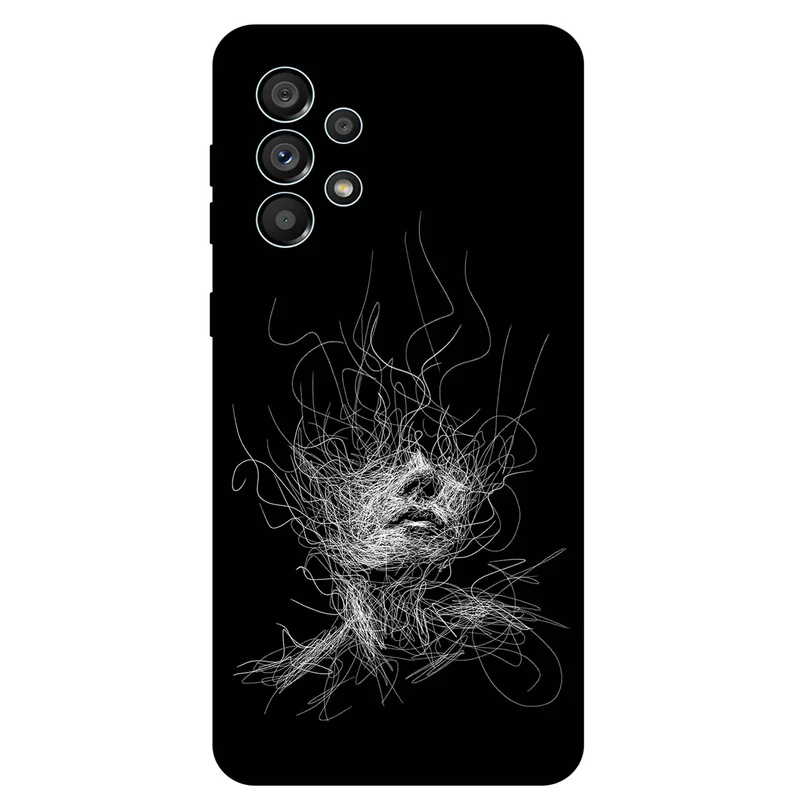 کاور مگافون طرح اسکچ صورت مدل 7423 مناسب برای گوشی موبایل سامسونگ Galaxy A73 5G