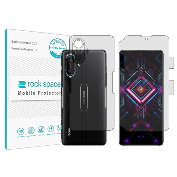 محافظ صفحه نمایش شفاف راک اسپیس مدل HyGEL مناسب برای گوشی موبایل شیائومی Redmi K40 Gamingبه همراه محافظ پشت