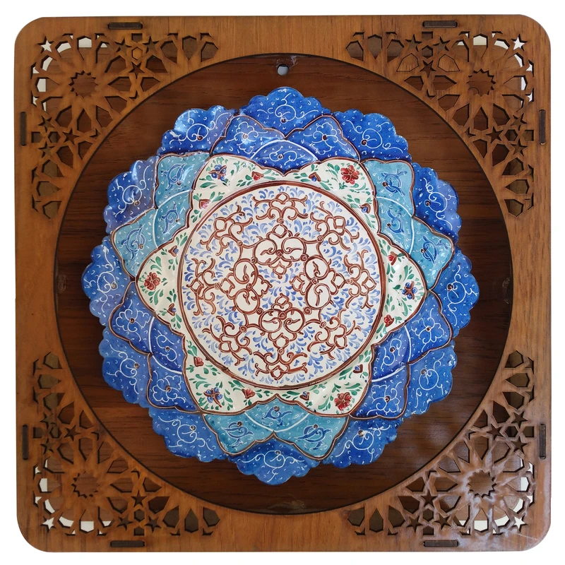 بشقاب میناکاری مسی مدل گل کد 20 gg 