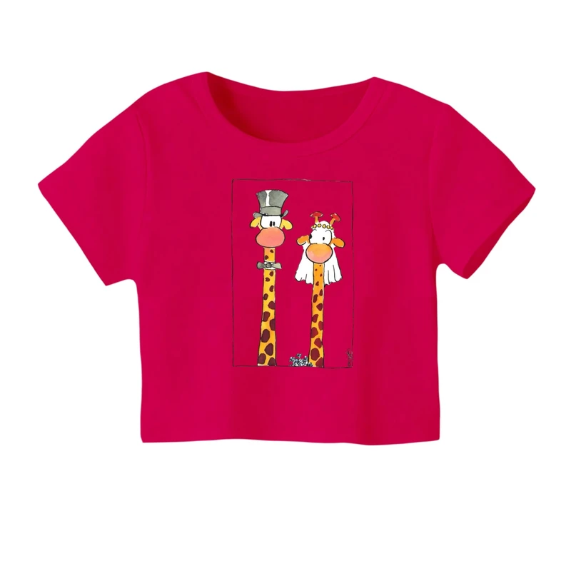 کراپ‌ تی‌شرت آستین کوتاه زنانه مدل زرافه کد ۸