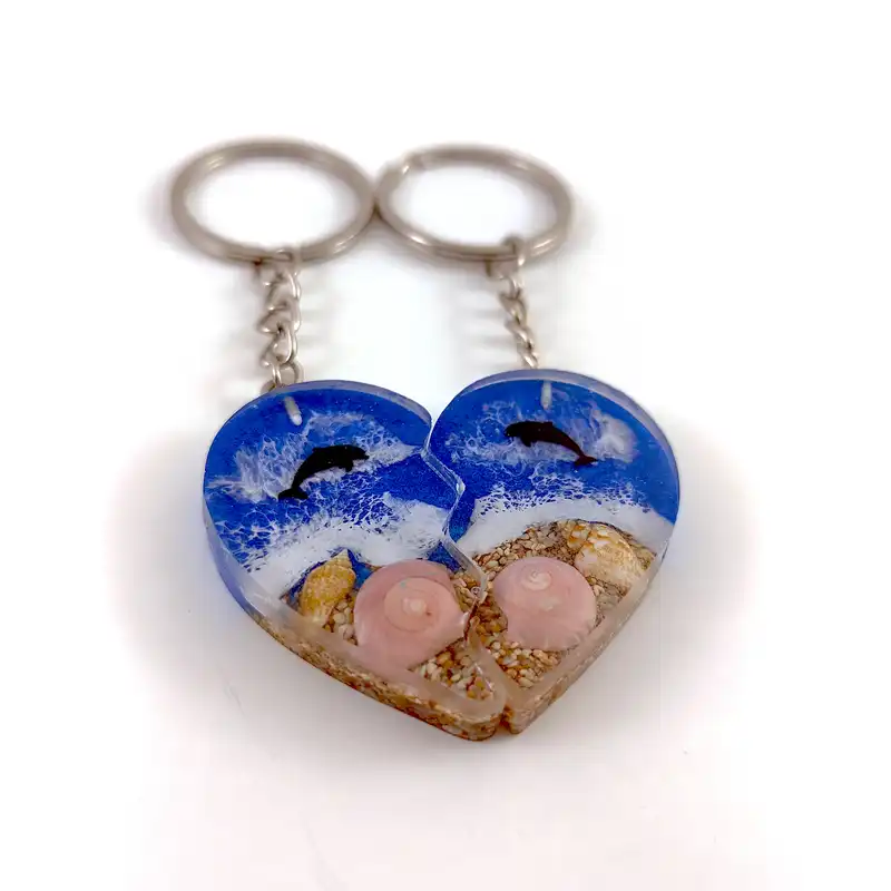 جاکلیدی رزینی طرح قلب دریایی بسته 2  عددی