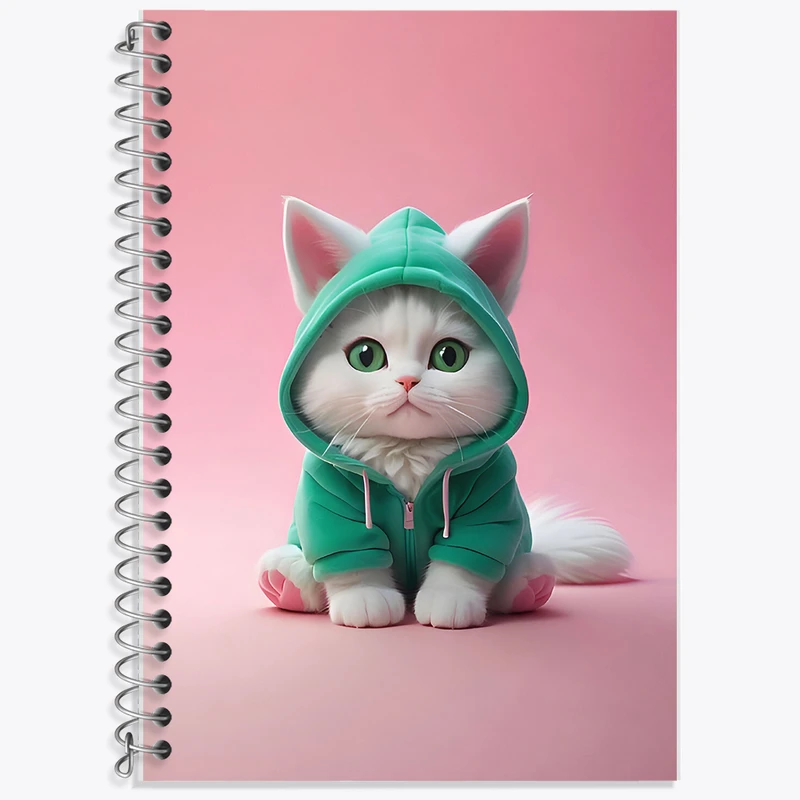 دفتر زبان 50 برگ خندالو مدل سه خط طرح گربه بامزه کد F7057