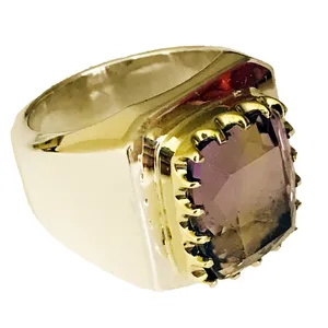 انگشتر نقره مردانه مدل چنگ برنجی آمترین طبیعی 49492