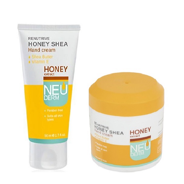 کرم مرطوب کننده دست نئودرم مدل Honey Shea حجم 150 میلی لیتر به همراه کرم مرطوب کننده دست نئودرم مدل Re-Nutrive Honey Shea حجم 50 میلی لیتر