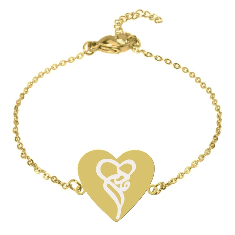 دستبند زنجیری زنانه هایکا طرح مادر و قلب کد zd.jh 32