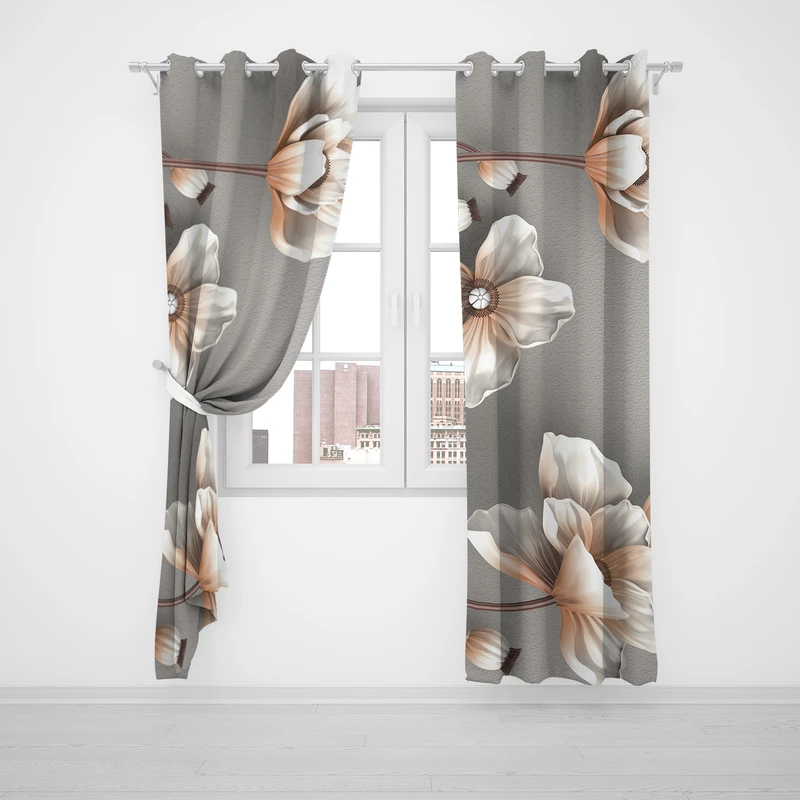 پرده مدل گل P2-130 سایز 140x280 سانتی متر