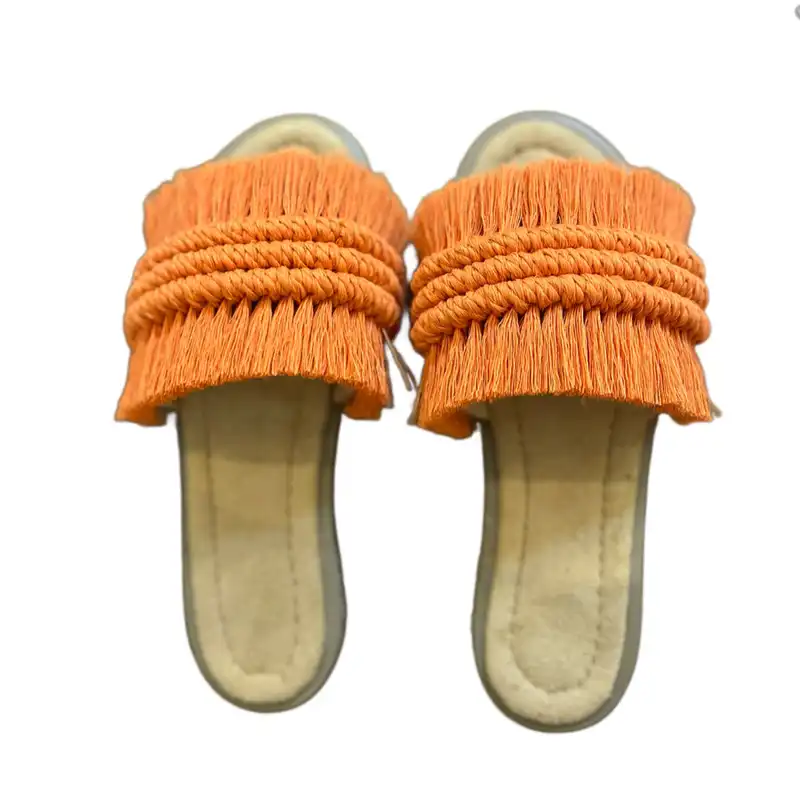 صندل زنانه مدل مکرومه رنگ نارنجی