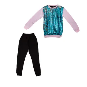 ست سویشرت و شلوار دخترانه مدل پولکی رنگ صورتی