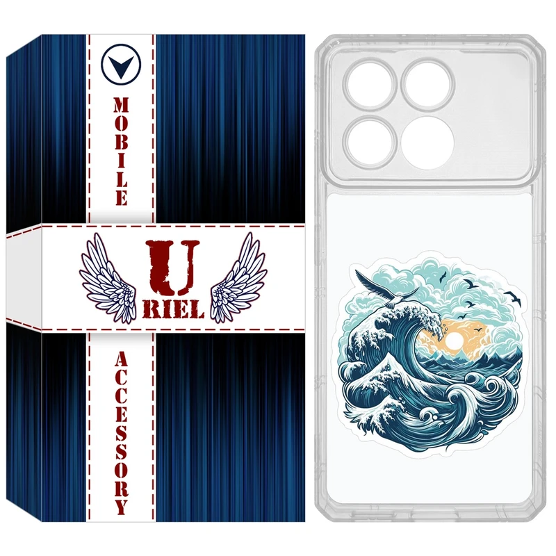 کاور یوریل مدل Clear کد 99 طرح موج دریا مناسب برای گوشی موبایل شیائومی Poco X6 Pro