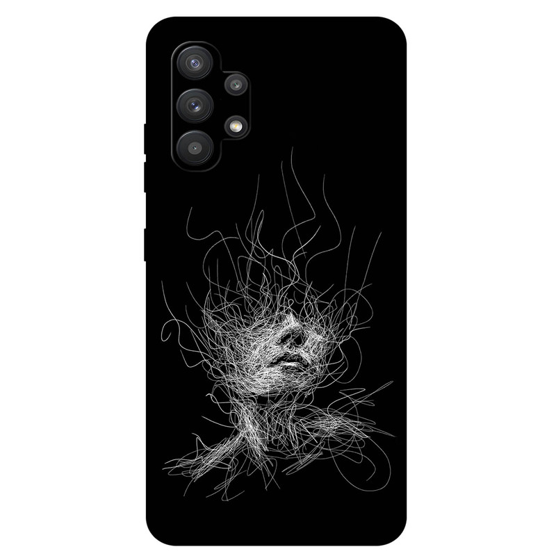 کاور مگافون طرح اسکچ صورت مدل 7423 مناسب برای گوشی موبایل سامسونگ Galaxy A32 4G         