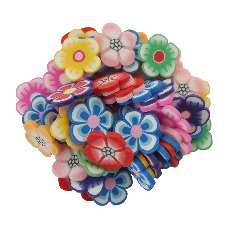 مهره دستبند مدل فيمو گل متنوع درشت بسته 25 عددی