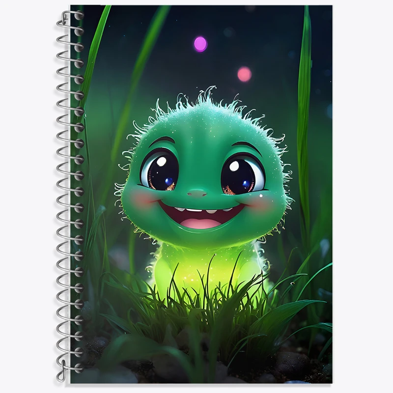 دفتر زبان 50 برگ خندالو مدل دو خط طرح هیولای کیوت کد F7835