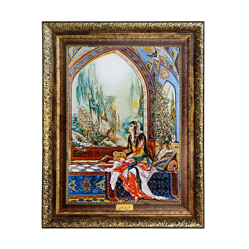 تابلو فرش ماشینی نقش نگار رضوی طرح مینیاتور کد 1435KH