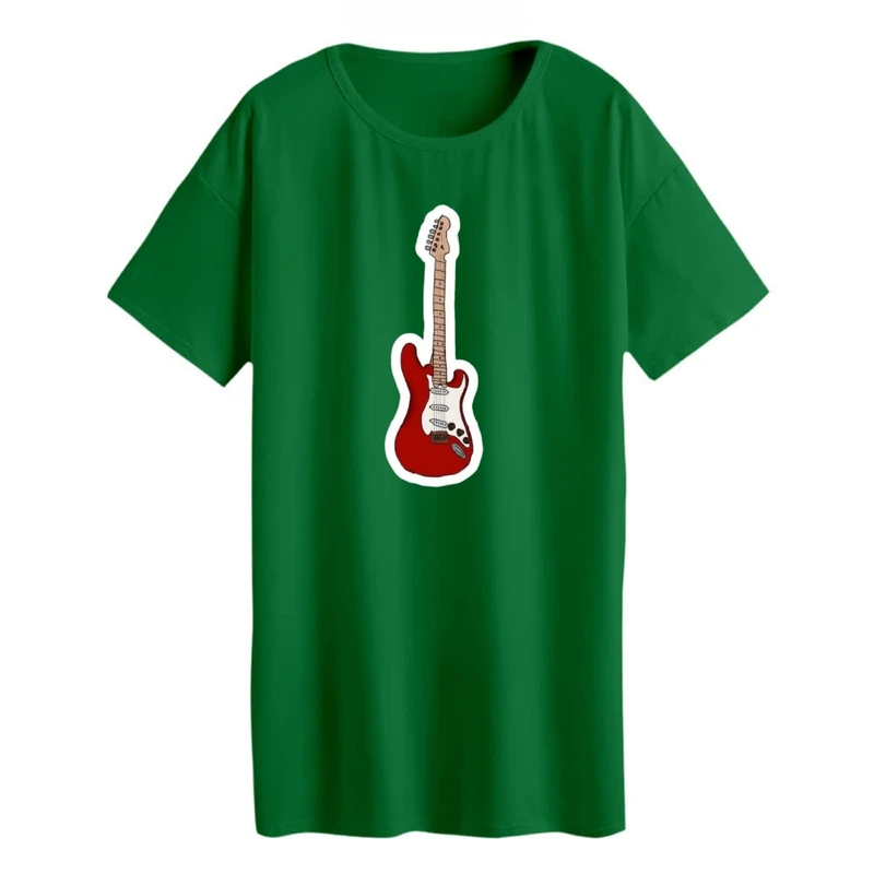 تی شرت لانگ زنانه مدل  گیتار الکتریک