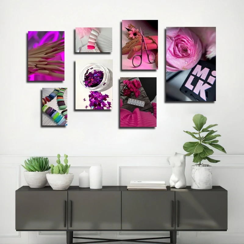 تابلو شاسی بکلیت طرح سالن زیبایی و کاشت ناخن مدل SH-2860 مجموعه 7 عددی