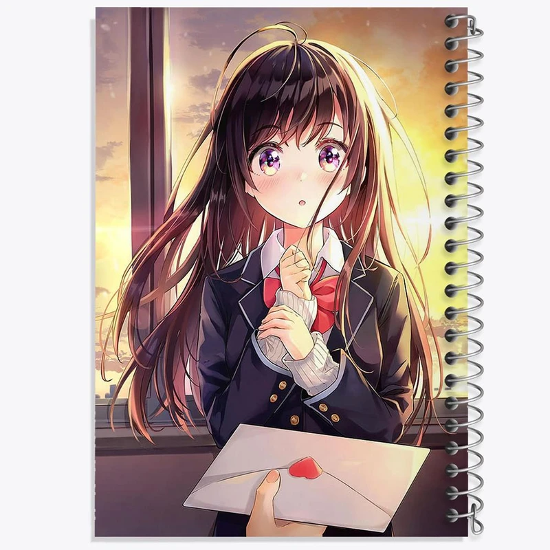 دفتر شطرنجی 50 برگ خندالو طرح دختر انیمه ای کد 18056