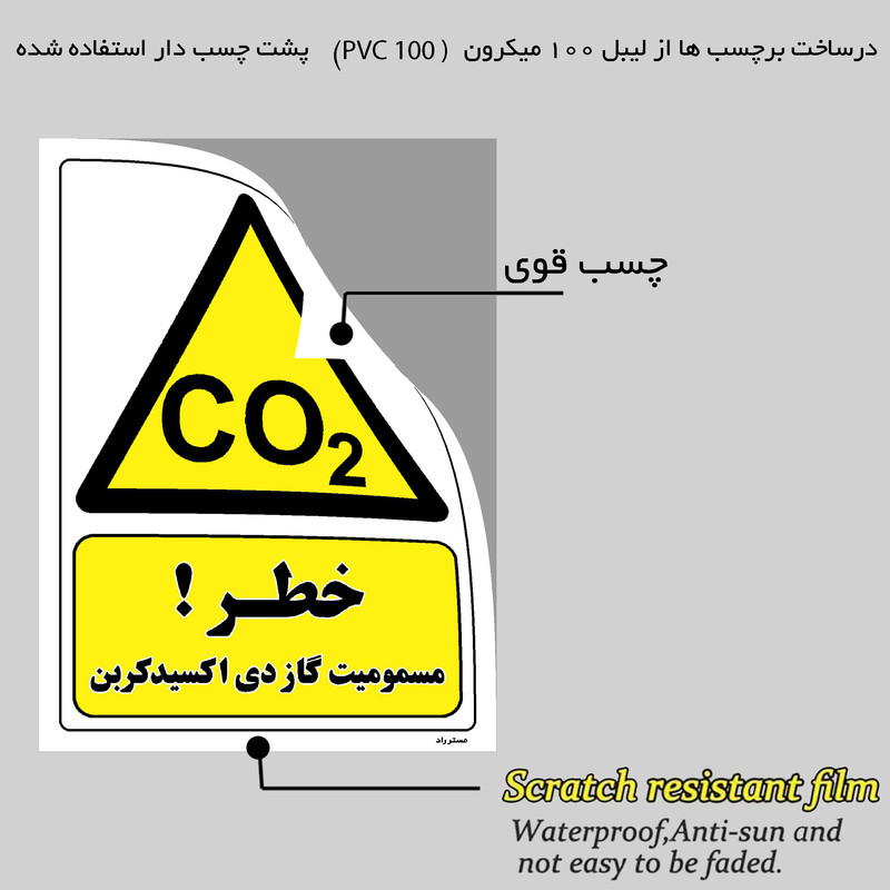 برچسب ایمنی مستر راد طرح خطر مسمومیت گاز دی اکسیدکربن مدل HSE-OSHA-039