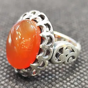 انگشتر نقره مردانه مدل سنگ عقیق یمانی کد 311