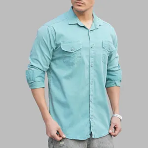 پیراهن آستین بلند مردانه مدل کتان کد 1156-058