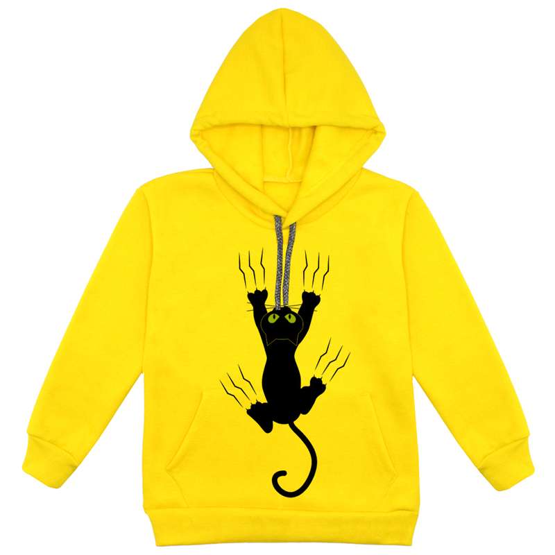 هودی پسرانه مدل گربه F33 رنگ زرد