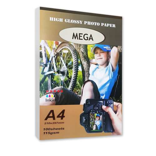 کاغذ چاپ عکس گلاسه مگا مدل 115g سایز A4 بسته 100 عددی