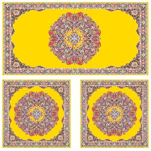 ست رومیزی سه تکه مستطیل مربع طرح ترمه کد 9920.16