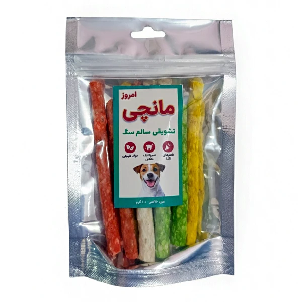 تشویقی سگ امروز مدل PT160 طعم مرغ، گوشت گاو، گوشت و سبزیجات وزن 100 گرم