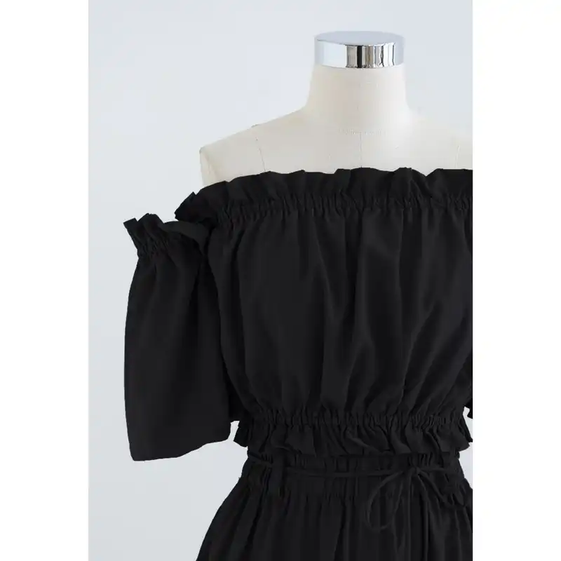 ست نیم تنه و شلوارک زنانه مدل تابستانی رنگ مشکی