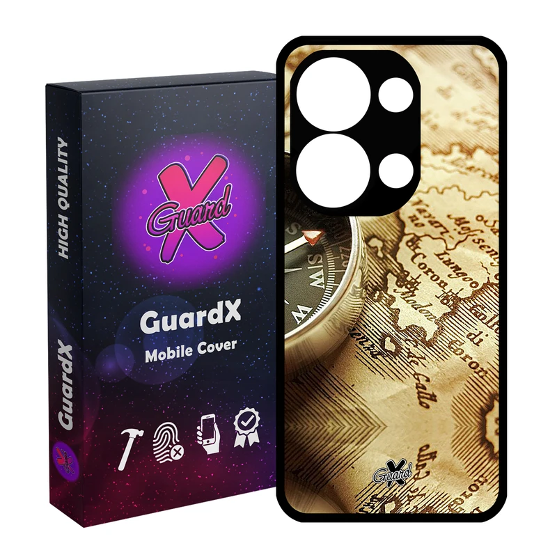 کاور گارد ایکس طرح نقشه مدل Glass10287 مناسب برای گوشی موبایل شیائومی Poco X6 5G / Note 13 Pro 5G