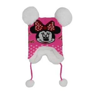 کلاه بافتنی بچگانه طرح میکی موس رنگ صورتی روشن