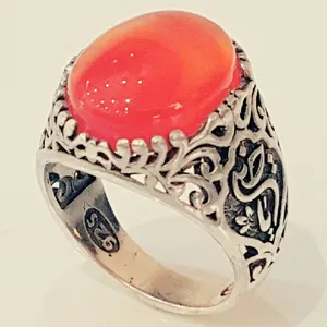 انگشتر نقره مردانه مدل  سنگ عقیق یمنی کد P970