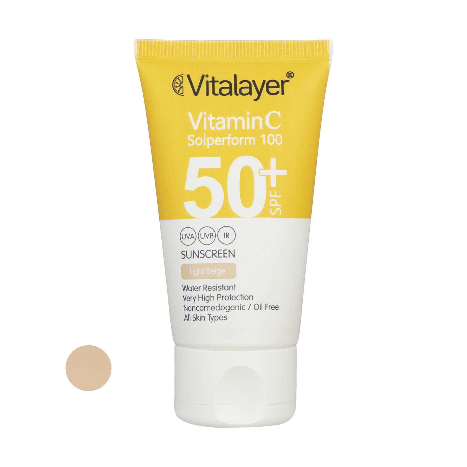 کرم ضد آفتاب رنگی ویتالیر +SPF50 مدل LB مناسب انواع پوست حجم 40 میلی لیتر