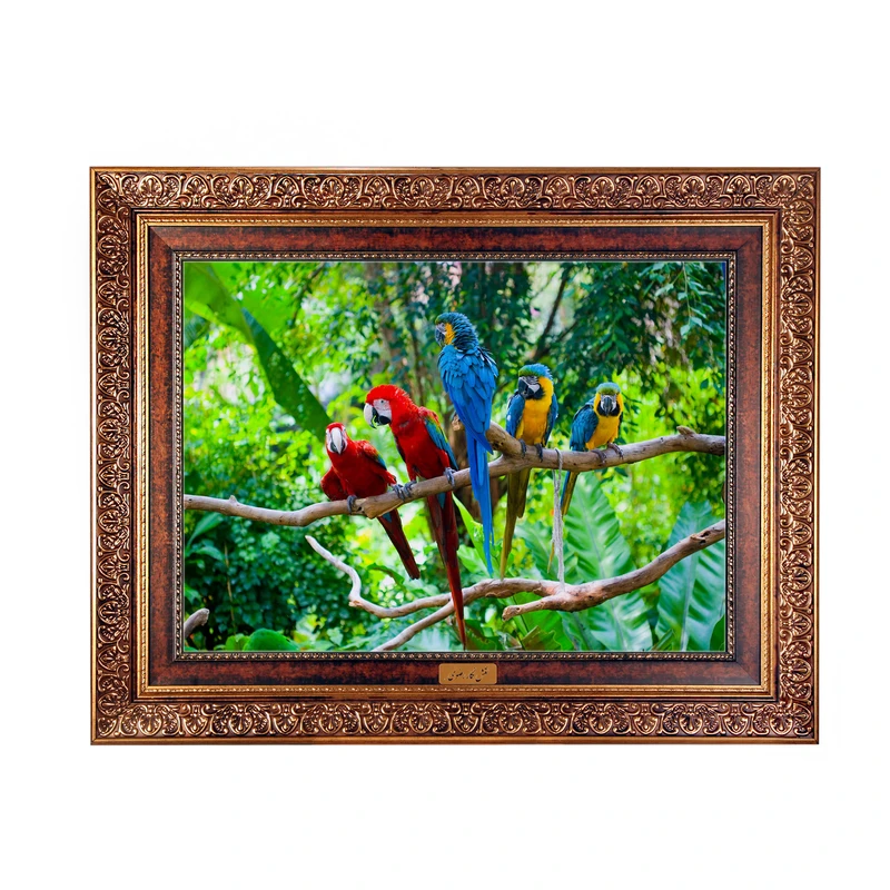 تابلو فرش ماشینی نقش نگار رضوی طرح پرندگان کد 6211C