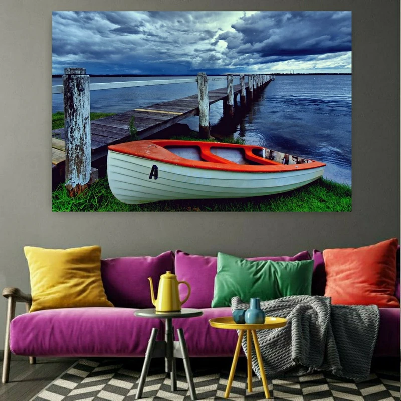  پوسترپارچه ای طرح مخمل مدل قایق دریا کد BK11111