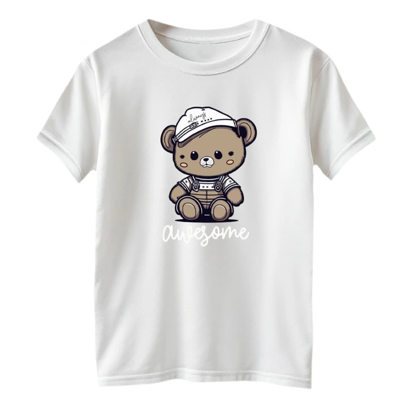 تی شرت آستین کوتاه بچگانه مدل خرس و کلاه