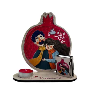 جا شمعی چوبی مدل رومیزی طرح خانواده کد 12