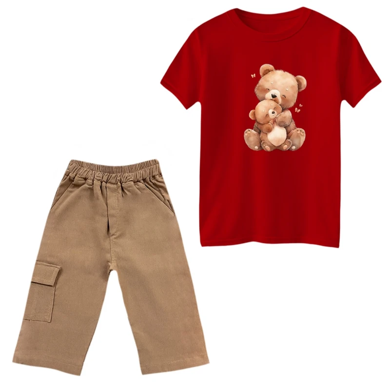 ست تی‌شرت و شلوارک دخترانه مدل تدی